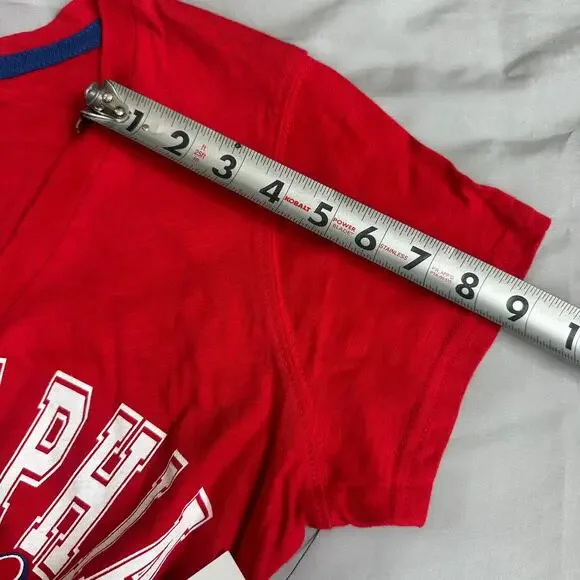 G-III 4her Red, MLB Philadelphia Phillies, V-Neck, Short Sleeve T-Shirt NWT- M - Picture 10 of 10